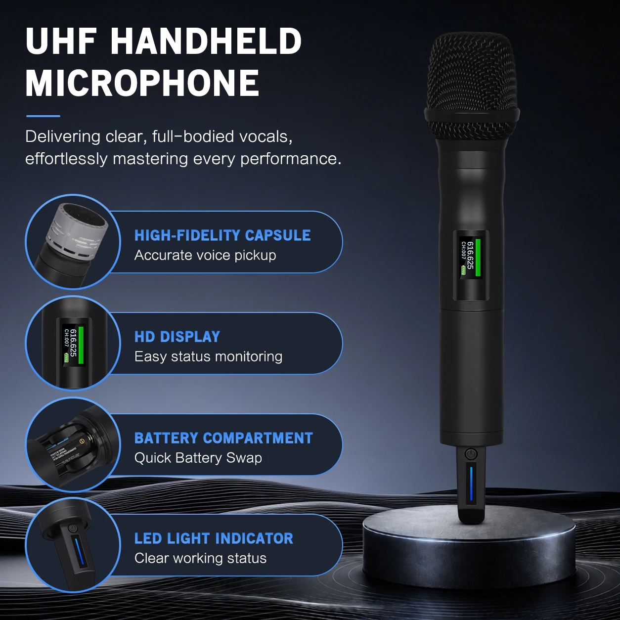 GOOERMI XD08 UHF Wireless Microphone 260ft Long Range Handheld Lavalier Mic System for Karaoke Stage Church Wedding Speech
GOOERMI XD08 UHF Wireless Microphone 260ft Long Range Handheld Lavalier Mic System for Karaoke Stage Church Wedding Speech