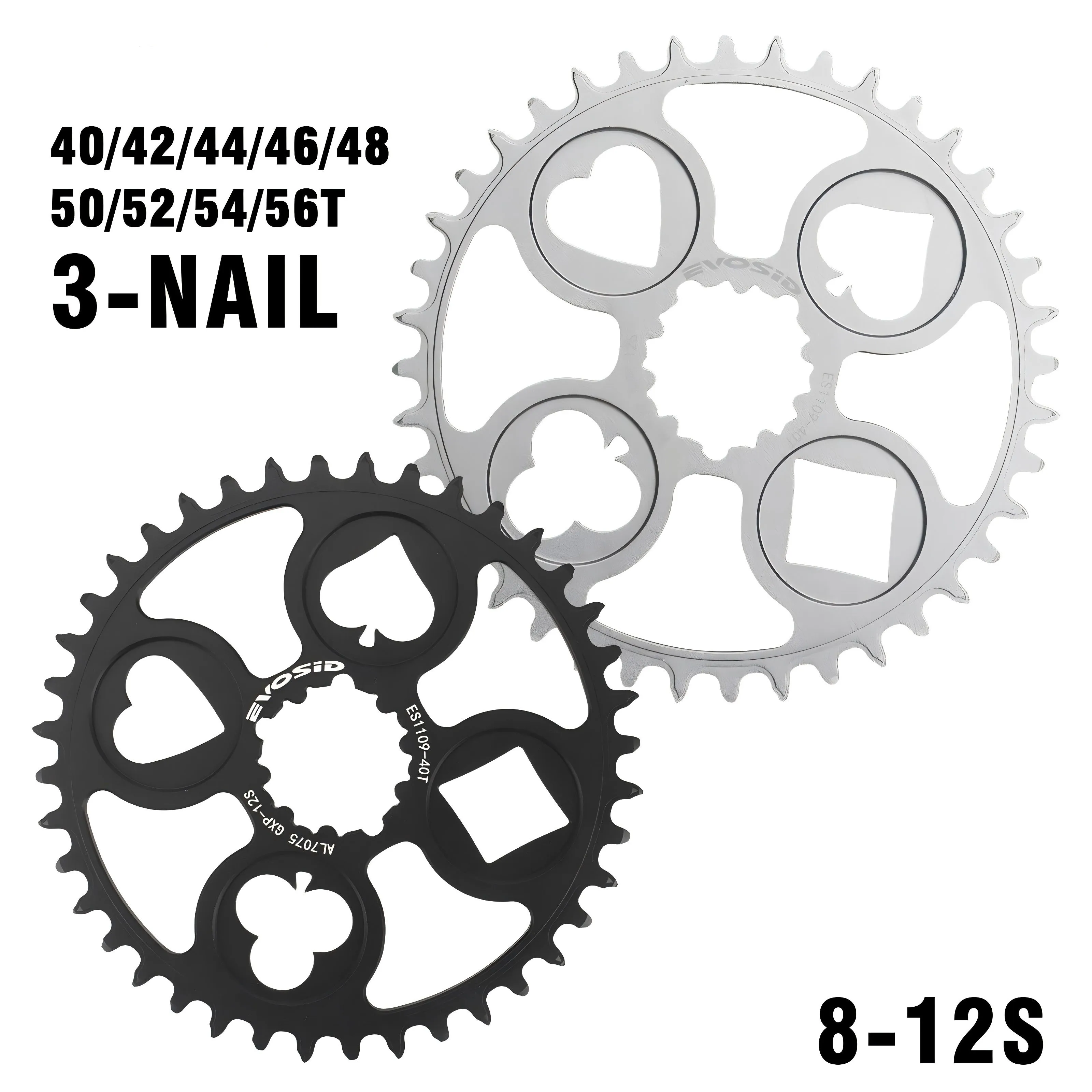 Bicycle Sprocket, 40/42/44/46/48/50/52/54/56T, 8-12 speeds, aluminum, folding bicycly/ road bike positive and negative chainring
Bicycle Sprocket, 40/42/44/46/48/50/52/54/56T, 8-12 speeds, aluminum, folding bicycly/ road bike positive and negative chainring