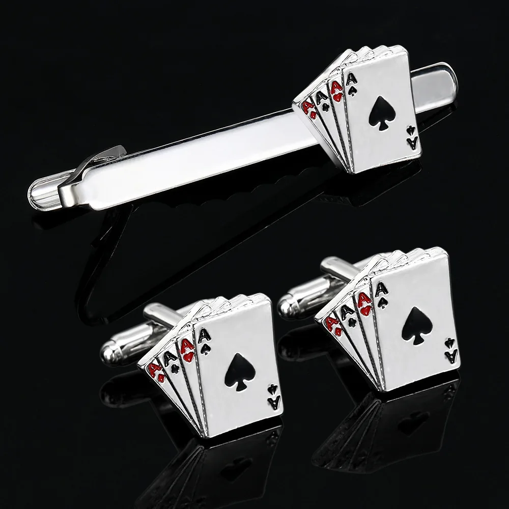 Men's Creative Poker Card Tie Clip and Cufflink Set Fashionable Trendy Bussiness Tie Clips
Men's Creative Poker Card Tie Clip and Cufflink Set Fashionable Trendy Bussiness Tie Clips