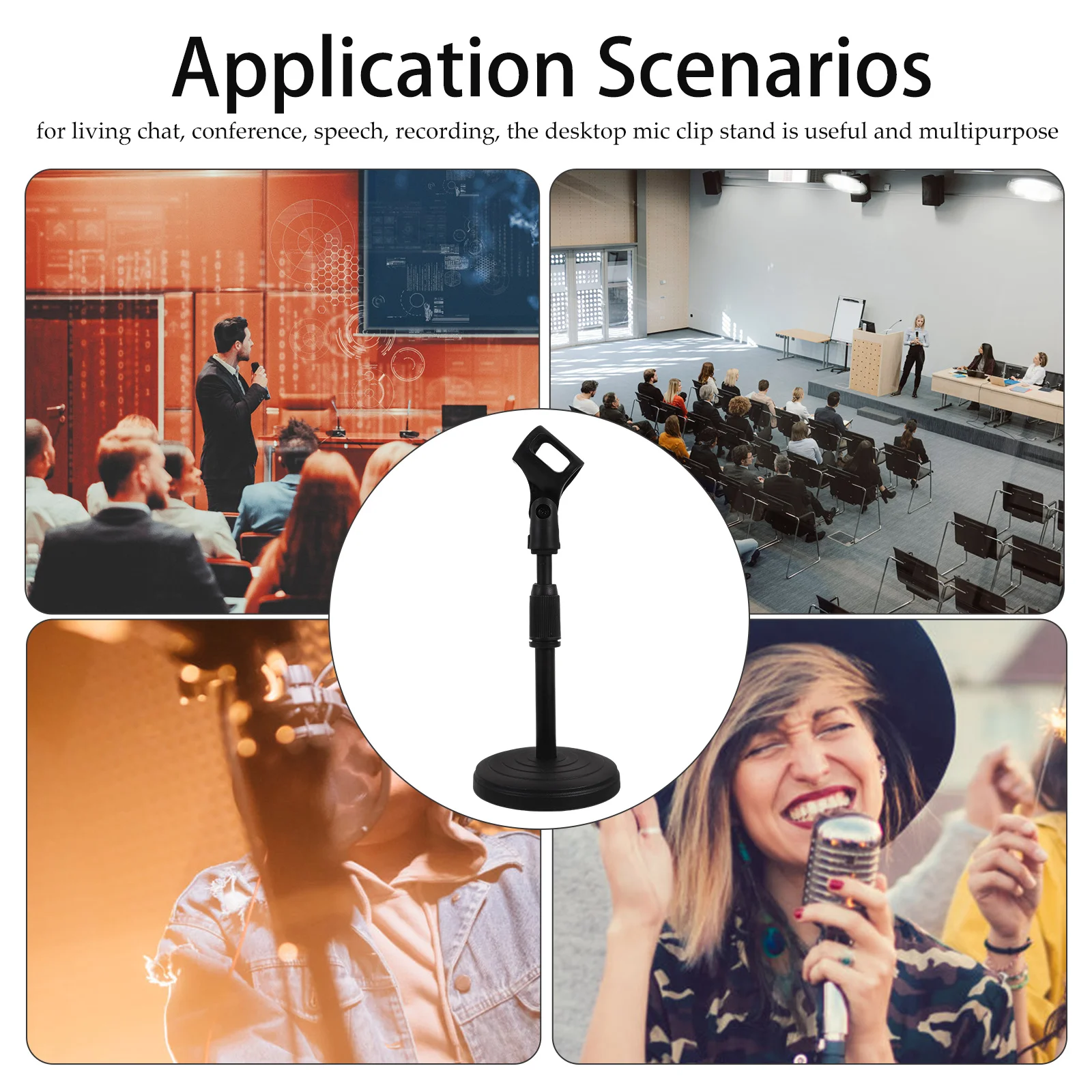 Desktop Microphone Adjustable Mic Stand Adjustable Height Plastic Base Clip Bracket for Live Chat Conference Recording
Desktop Microphone Adjustable Mic Stand Adjustable Height Plastic Base Clip Bracket for Live Chat Conference Recording