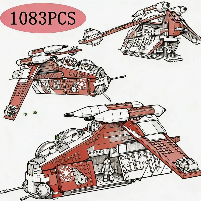 NEW 1083PCS Coruscant Guard Republic Gunship Building Blocks - Compatible Bricks Clone Wars Gunship Models Kids & Adult Toy Gift
NEW 1083PCS Coruscant Guard Republic Gunship Building Blocks - Compatible Bricks Clone Wars Gunship Models Kids & Adult Toy Gift