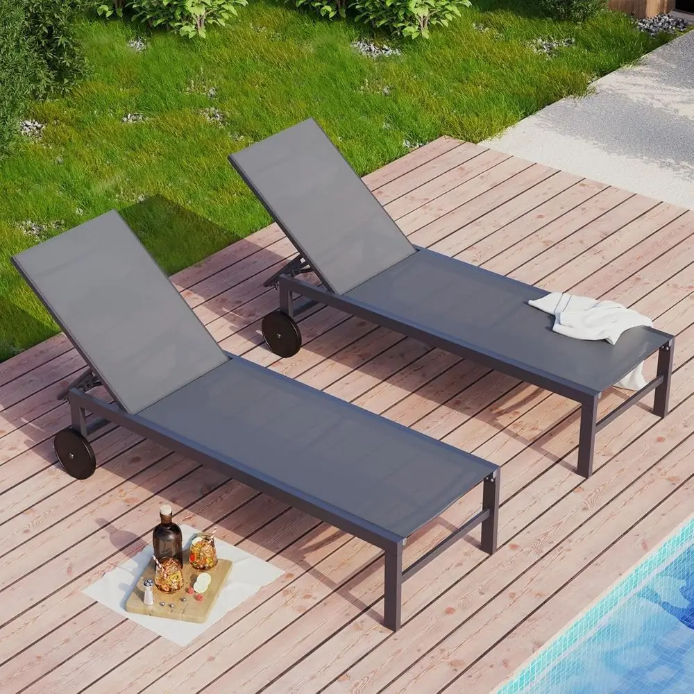 2-Piece Outdoor Patio Lounge Chair Set with 5-Position Adjustable Backrest, Weather-Resistant for Poolside or Beach Use (K Grey)
2-Piece Outdoor Patio Lounge Chair Set with 5-Position Adjustable Backrest, Weather-Resistant for Poolside or Beach Use (K Grey)