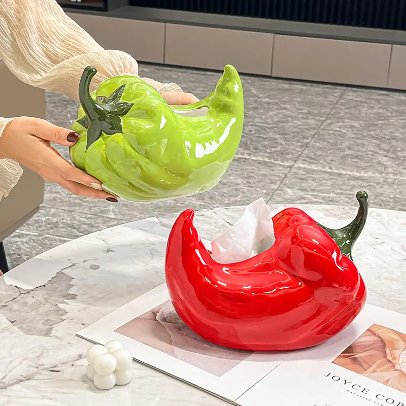 Creative Ceramic Cute Green Red Chili Peppers Shaped Tissue Box Light Luxury Napkin Box Home Living Room Bedroom Decoration, 1Pc
Creative Ceramic Cute Green Red Chili Peppers Shaped Tissue Box Light Luxury Napkin Box Home Living Room Bedroom Decoration, 1Pc