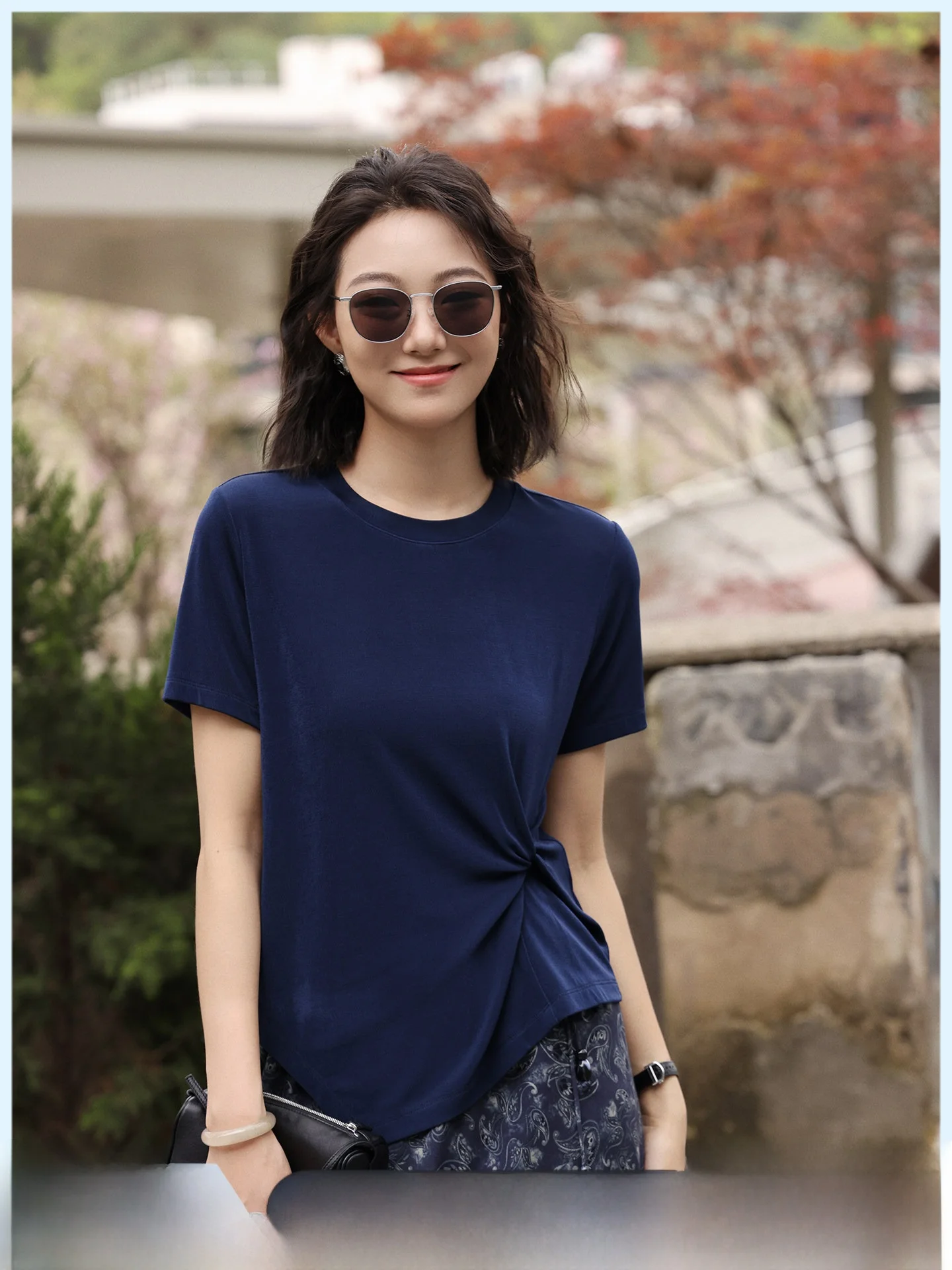 Fashionable Knot Short Sleeve Slim Fit T-Shirt Women's Summer New Style Versatile Top Breathable Polyester Spandex Blend
Fashionable Knot Short Sleeve Slim Fit T-Shirt Women's Summer New Style Versatile Top Breathable Polyester Spandex Blend