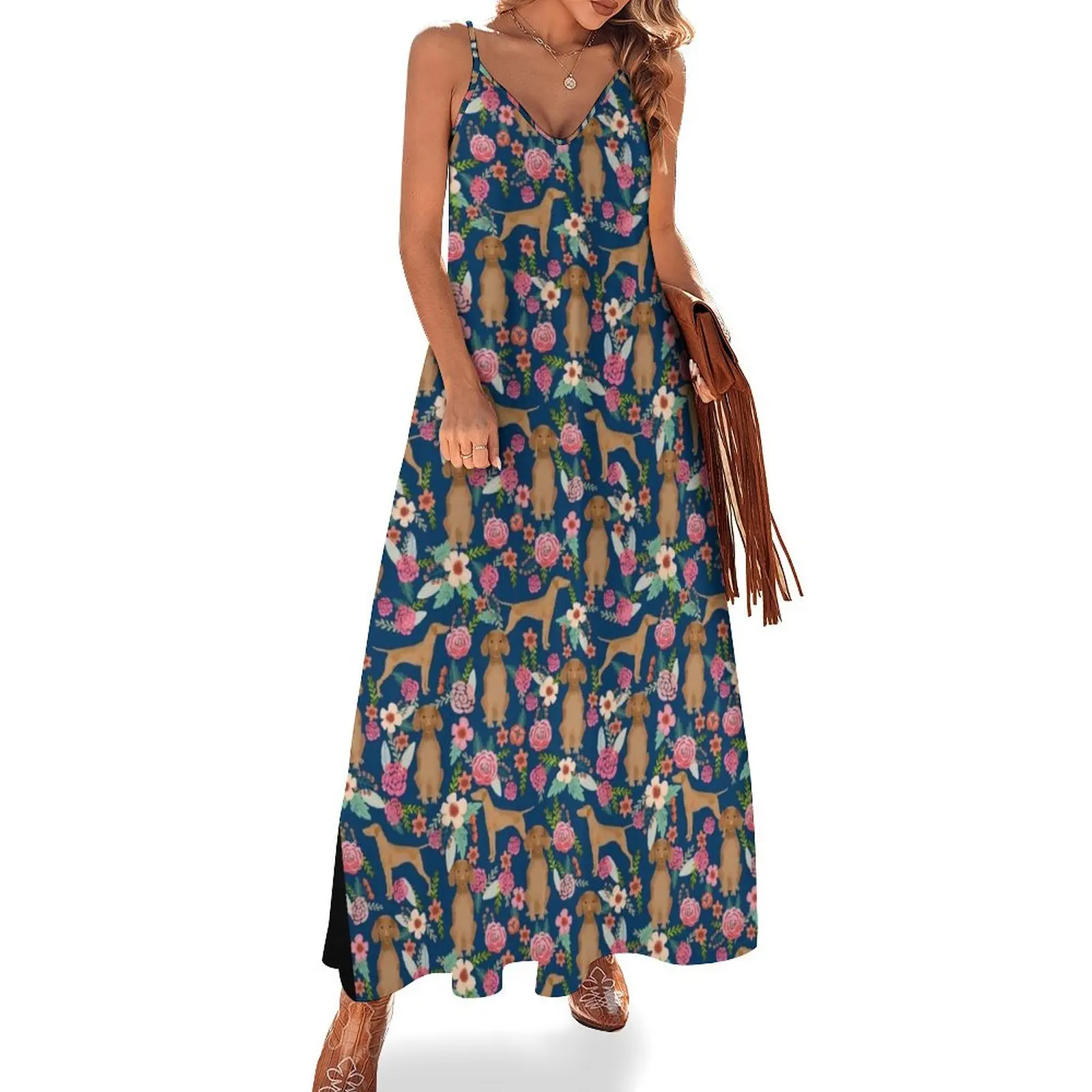 vizsla dog floral - vintage florals, floral pet, cute dog, vizsla Sleeveless Dress evening dress women evening dress
vizsla dog floral - vintage florals, floral pet, cute dog, vizsla Sleeveless Dress evening dress women evening dress