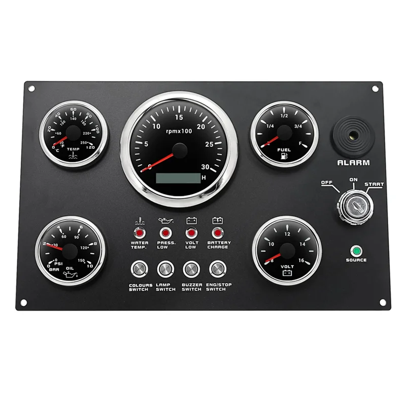 Набор манометров ABHY-LED с панелью переключателя прибора, температура воды + топливный + пресс для масла + вольтметр + тахометр для морской лодки, автомобиля
Набор манометров ABHY-LED с панелью переключателя прибора, температура воды + топливный + пресс для масла + вольтметр + тахометр для морской лодки, автомобиля