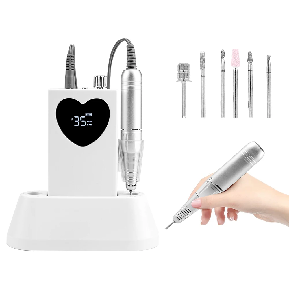 Carbon Brush Electric Nail Drill Machine Rechargeable Professional Portable Manicure Electric Machine with Base and Sanding Head
Carbon Brush Electric Nail Drill Machine Rechargeable Professional Portable Manicure Electric Machine with Base and Sanding Head
