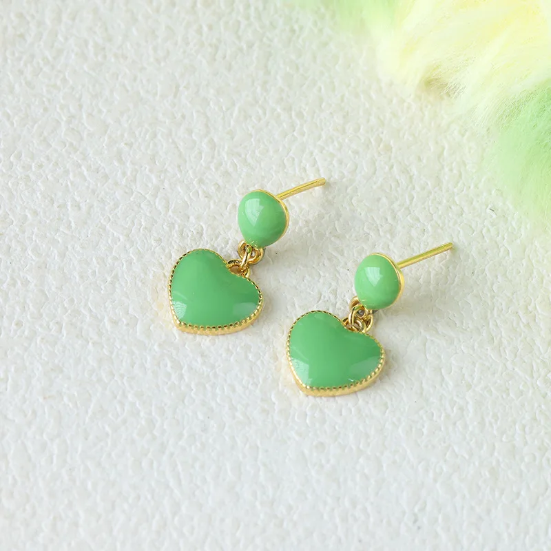 New Fashion Green Love Heart-shaped 925 Sterling Silver Jewelry Personality Earrings E162
New Fashion Green Love Heart-shaped 925 Sterling Silver Jewelry Personality Earrings E162