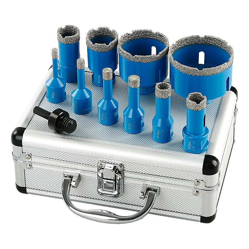 LOZLIN 10Pcs Brazed Diamond Dry Drill Bits Hole Saw Set 5/8-11 Thread Diamond Hole Opener Tools Dry Cutting Core Drill Bit Kit for Ceramic Tile Granite Marble Quartz Stone Glass Porcelain Home Renovation Masonry Construction DIY Drilling Accessories
LOZLIN 10Pcs Brazed Diamond Dry Drill Bits Hole Saw Set 5/8-11 Thread Diamond Hole Opener Tools Dry Cutting Core Drill Bit Kit for Ceramic Tile Granite Marble Quartz Stone Glass Porcelain Home Renovation Masonry Construction DIY Drilling Accessories