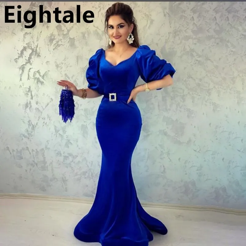 Eightale Royal Blue Mermaid Velvet Evening Dresses For Wedding Party Puff Sleeve Celebrity Gown Arabia Formal Women Prom Dress
Eightale Royal Blue Mermaid Velvet Evening Dresses For Wedding Party Puff Sleeve Celebrity Gown Arabia Formal Women Prom Dress