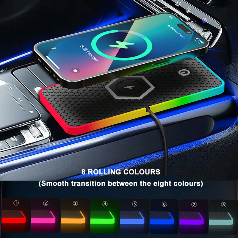 Автомобильное беспроводное зарядное устройство для мобильного телефона, светодиодное светящееся противоскользящее RGB атмосферное освещение, беспроводная плата быстрой зарядки, НОВИНКА
Автомобильное беспроводное зарядное устройство для мобильного телефона, светодиодное светящееся противоскользящее RGB атмосферное освещение, беспроводная плата быстрой зарядки, НОВИНКА
