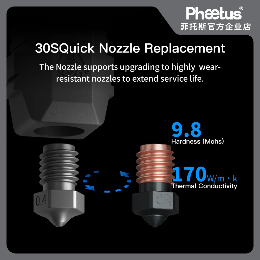 Phaetus × Arkfly Conch Hotend M6/Plus EndCoat Nozzle Detachable V6 compatible Fit For Bambu Lab X1 P1 Series 3D Printer
Phaetus × Arkfly Conch Hotend M6/Plus EndCoat Nozzle Detachable V6 compatible Fit For Bambu Lab X1 P1 Series 3D Printer