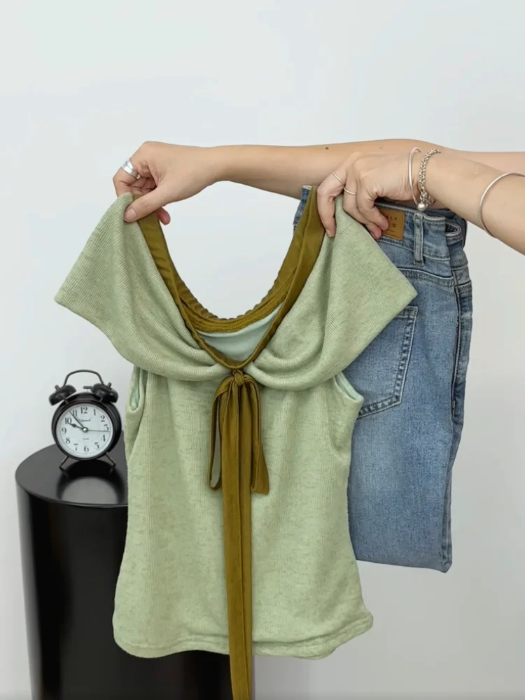 Sweet Style Knot Shoulder Knitted Top Women's Summer New Style Age Reduction Slimming Self-Preservation Korean Version Straig...
Sweet Style Knot Shoulder Knitted Top Women's Summer New Style Age Reduction Slimming Self-Preservation Korean Version Straig...