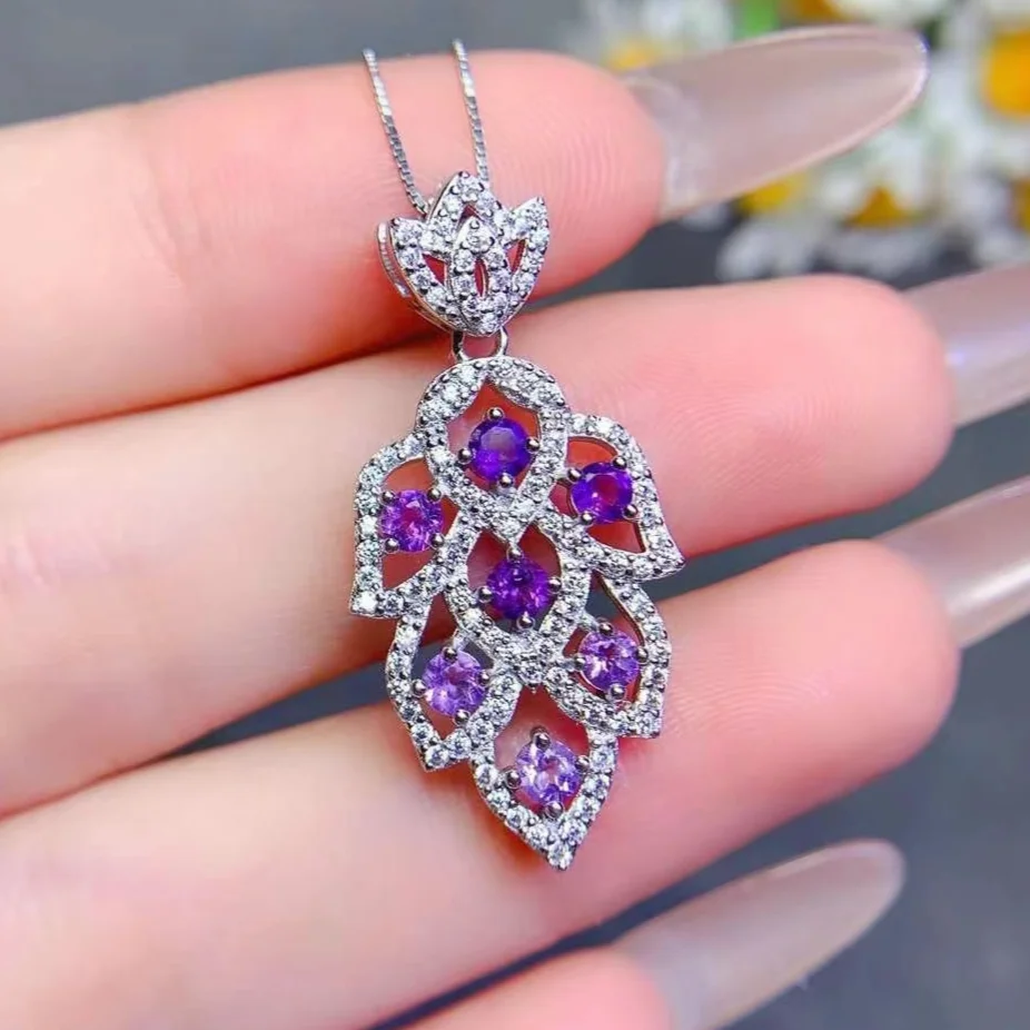 Solid 925 Silver Amethyst Pendant 3mm 0.7ct Natural Amethyst Necklace Pendant with 18K Gold Plated Crystal Jewelry
Solid 925 Silver Amethyst Pendant 3mm 0.7ct Natural Amethyst Necklace Pendant with 18K Gold Plated Crystal Jewelry