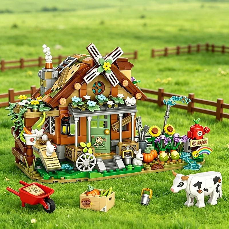 Creative Windmill Farm House Animal Homeland Building Block Moc Farm Cabin Garden Cart Cow Toys Assembly Brick
Creative Windmill Farm House Animal Homeland Building Block Moc Farm Cabin Garden Cart Cow Toys Assembly Brick