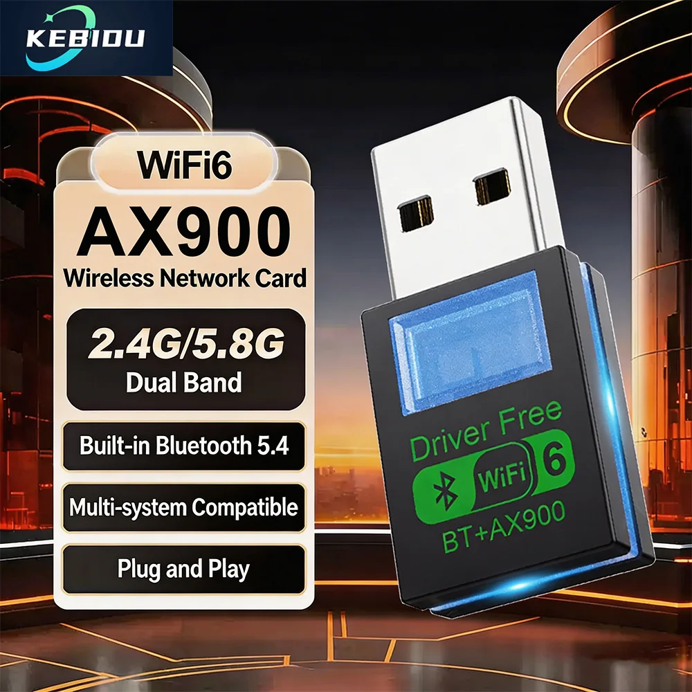 Kebidu AX900 USB WiFi 6 Bluetooth 5.4 Adapter 2in1 Dongle Dual Band 2.4G & 5GHz USB Network Wireless Wlan Receiver For PC Laptop
Kebidu AX900 USB WiFi 6 Bluetooth 5.4 Adapter 2in1 Dongle Dual Band 2.4G & 5GHz USB Network Wireless Wlan Receiver For PC Laptop
