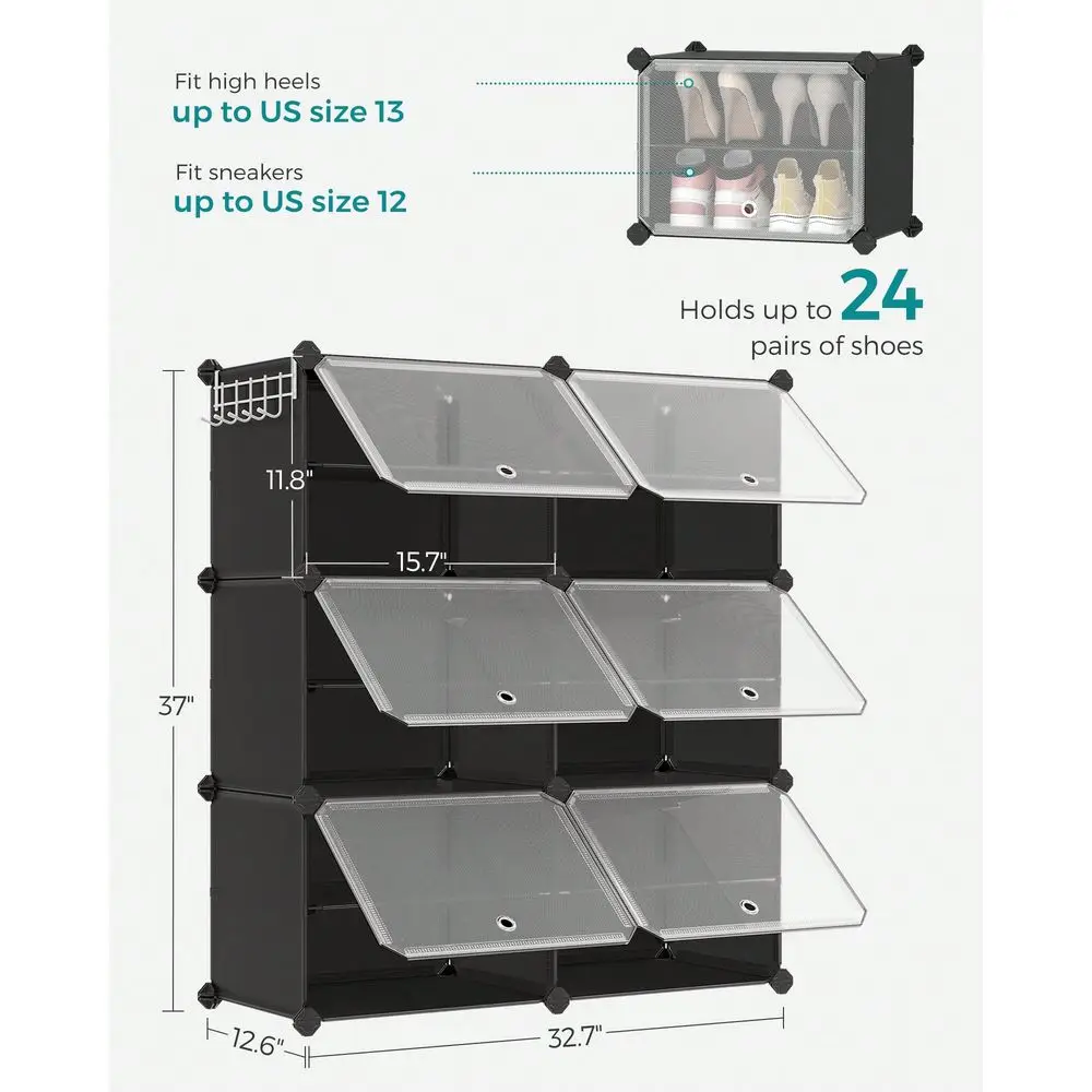 Shoe Rack, 6 Cubes Shoe Organizer With Doors, 24 Pair Plastic Shoe Storage Cabinet, For Bedroom, Entryway, Steel Frame, Plastic
Shoe Rack, 6 Cubes Shoe Organizer With Doors, 24 Pair Plastic Shoe Storage Cabinet, For Bedroom, Entryway, Steel Frame, Plastic