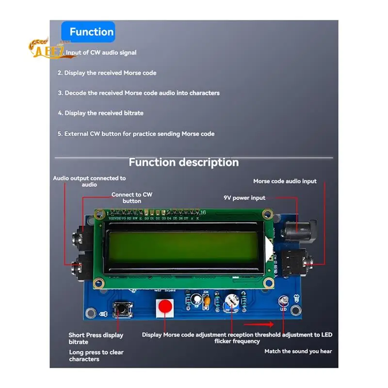AEE7-CW Trainer Morse Code Training Morse Code Decoder Components DIY Electronic Component Kit US PLUG
AEE7-CW Trainer Morse Code Training Morse Code Decoder Components DIY Electronic Component Kit US PLUG