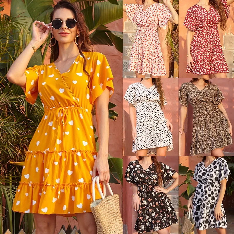 2024 New Women Dress For Female Short Sleeve Chiffon Shirt Elastic Waist Ladies Casual Vacation Dress
2024 New Women Dress For Female Short Sleeve Chiffon Shirt Elastic Waist Ladies Casual Vacation Dress