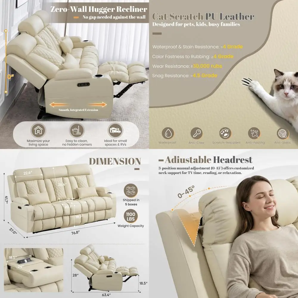 Zero Wall Her Power Reclining Soa with Adjustable rest, Electric Reclining Couch with Drop-Down Table,Outlets, Power Loveseat Re
Zero Wall Her Power Reclining Soa with Adjustable rest, Electric Reclining Couch with Drop-Down Table,Outlets, Power Loveseat Re
