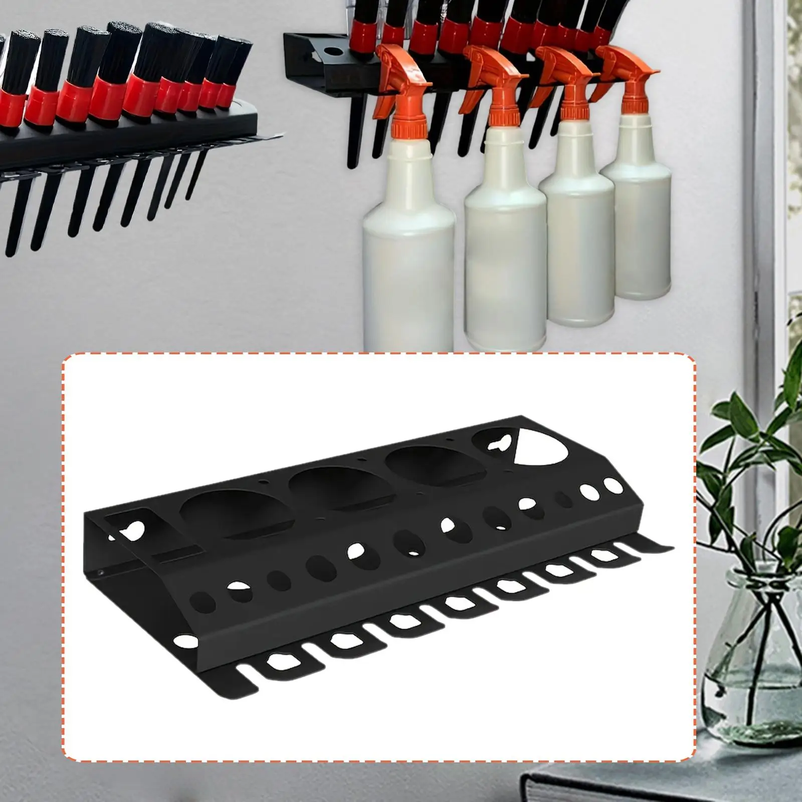 Spray Bottle Storage Rack, Spray Bottle Holder, with Detailing Brush Organizer for Workplace
Spray Bottle Storage Rack, Spray Bottle Holder, with Detailing Brush Organizer for Workplace