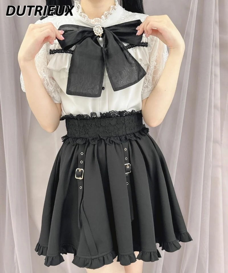 Japanese Style Rojita Mini Skirt Lace Belt Lace Solid Color Buckle A- Line Summer Women's Casual Skirts High Waist Short Skirt
Japanese Style Rojita Mini Skirt Lace Belt Lace Solid Color Buckle A- Line Summer Women's Casual Skirts High Waist Short Skirt