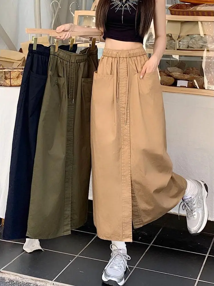 Korean Design Sensation Women's Skirt Drawstring Casual Simple A-Line Skirt High Waist Elastic Waist Summer New Arrival
Korean Design Sensation Women's Skirt Drawstring Casual Simple A-Line Skirt High Waist Elastic Waist Summer New Arrival