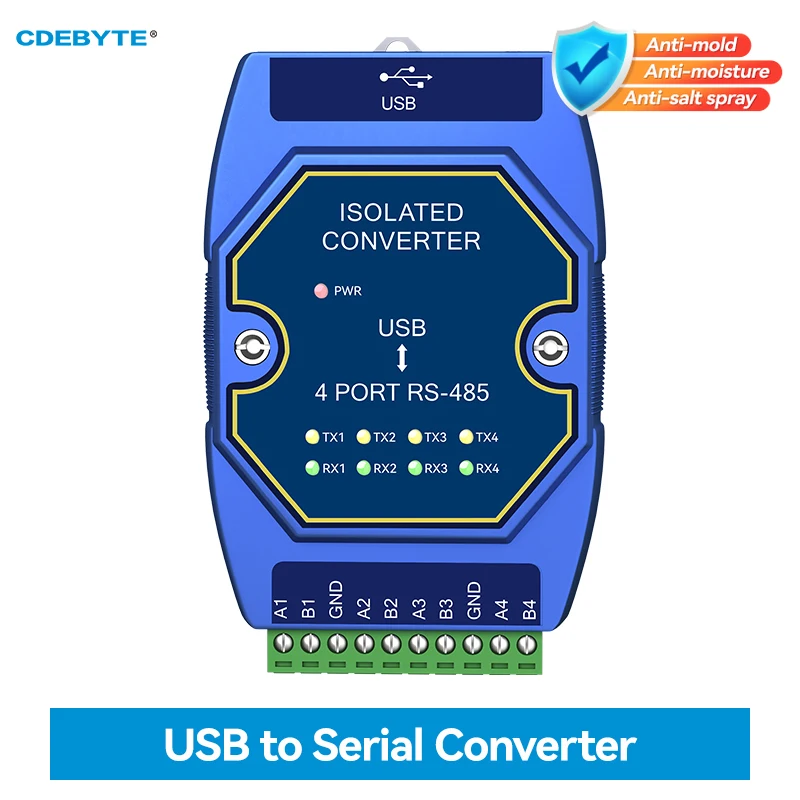 USB to RS-485 Serial Port Converter 4 Serial Ports CDEBYTE E810-U41C USB-C Interface High Protection 6M Rate Industrial Grade
USB to RS-485 Serial Port Converter 4 Serial Ports CDEBYTE E810-U41C USB-C Interface High Protection 6M Rate Industrial Grade