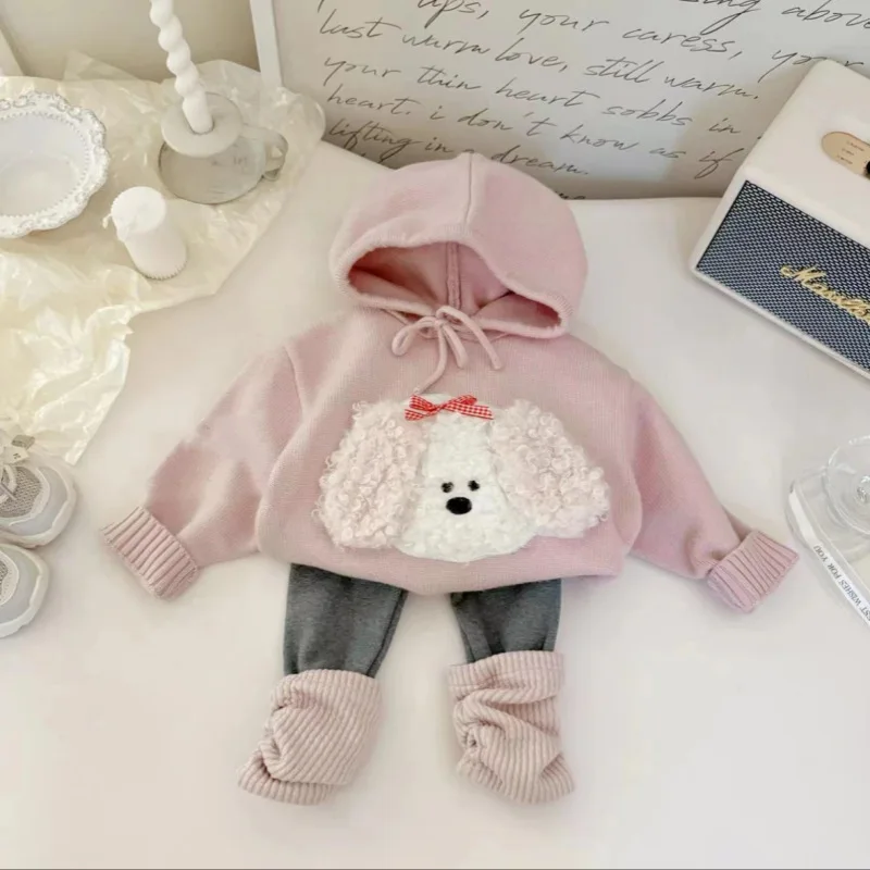 Girls' Suit2024Autumn New Korean Sweater Cute Little Girl Cartoon Hooded Two-Piece Dress of Knitted Sweater Fashion
Girls' Suit2024Autumn New Korean Sweater Cute Little Girl Cartoon Hooded Two-Piece Dress of Knitted Sweater Fashion