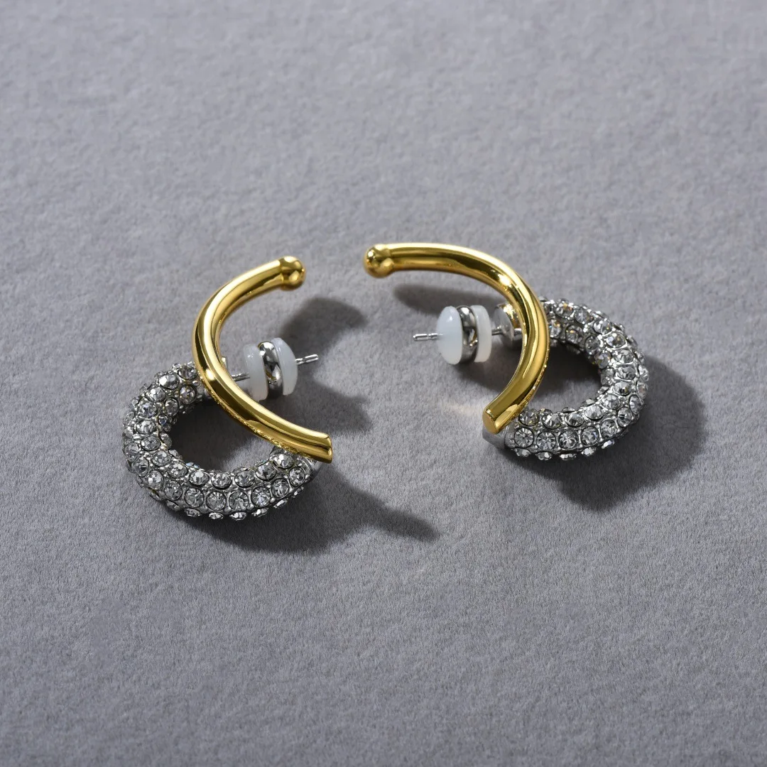 Hot-selling Modern Full Diamond Ear Hoop Huggie Two-tones C Shape Ear Circle Ring Drop Dangle Earring 2025 Women Fashion Jewelry
Hot-selling Modern Full Diamond Ear Hoop Huggie Two-tones C Shape Ear Circle Ring Drop Dangle Earring 2025 Women Fashion Jewelry