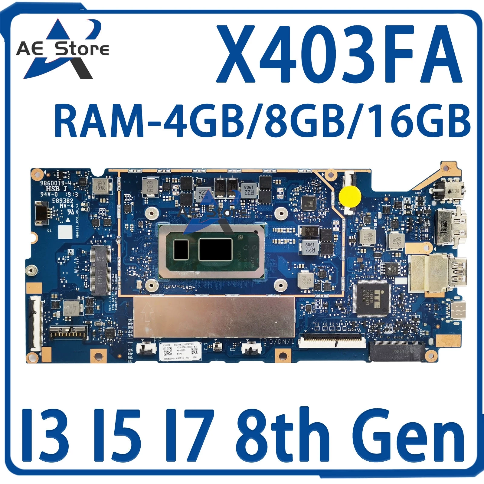 X403FA Notebook Mainboard For ASUS VivoBook-14 X403 X403F L403FA L403FAC X403FAC Laptop Motherboard With i3 i5 i7-8th 4G 8G 16G
X403FA Notebook Mainboard For ASUS VivoBook-14 X403 X403F L403FA L403FAC X403FAC Laptop Motherboard With i3 i5 i7-8th 4G 8G 16G