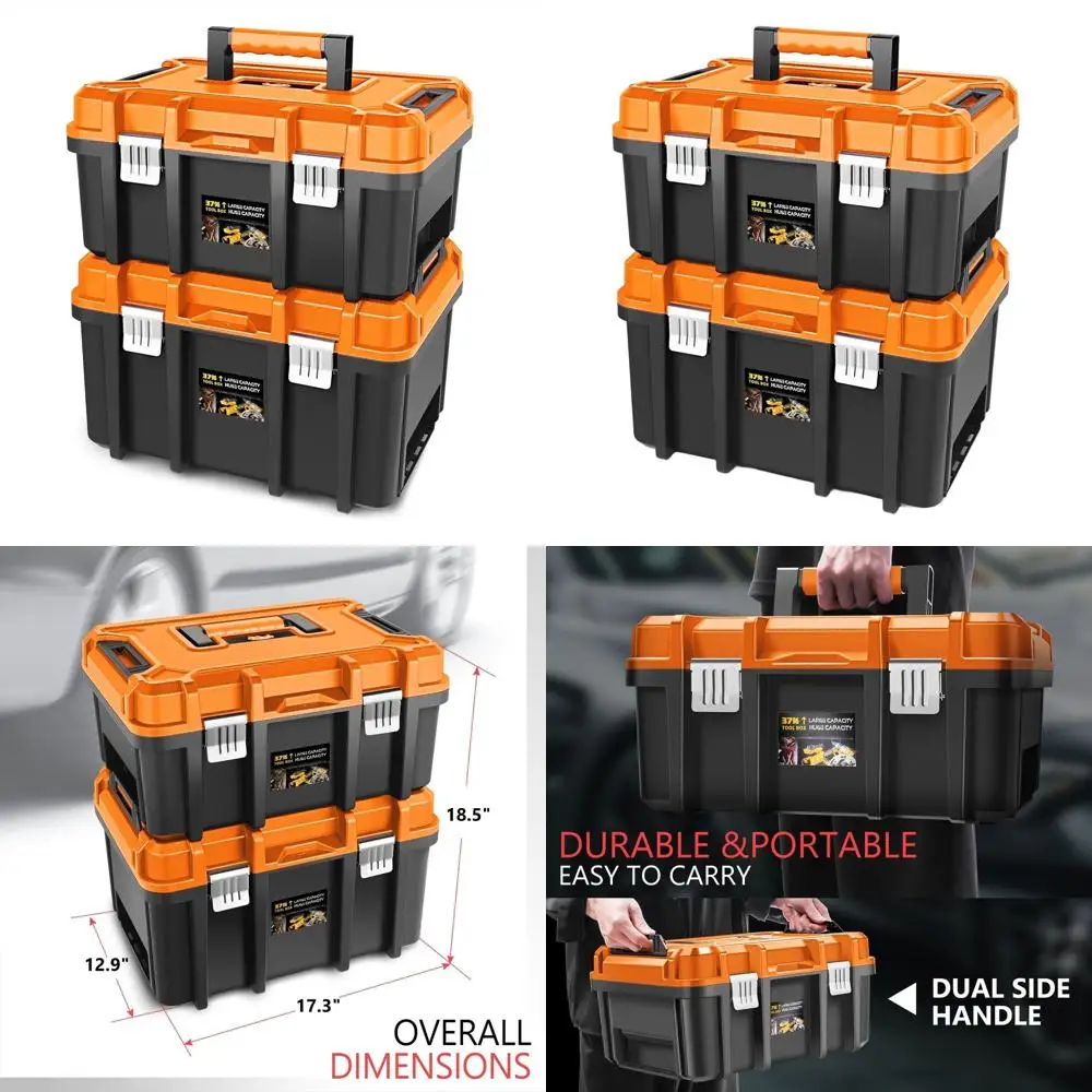 Portable Lockable Tool Box Set with Removable Tray - Orange, Ideal for Workshops, Garages, and Home Storage, Large Capacity, PM-
Portable Lockable Tool Box Set with Removable Tray - Orange, Ideal for Workshops, Garages, and Home Storage, Large Capacity, PM-