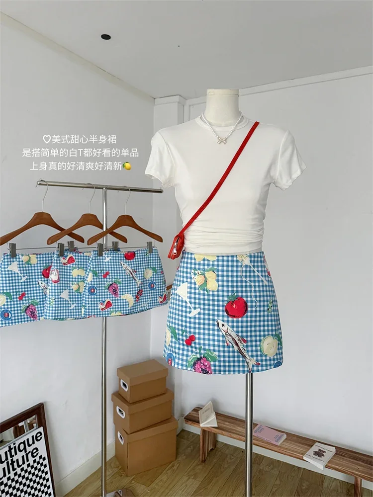 Summer Woman Korean Fashion Cute Core Mini A-line Skirt Kawaii Graphic Plaid Skirt Gyaru Coquette Preppy Style Ins Street
Summer Woman Korean Fashion Cute Core Mini A-line Skirt Kawaii Graphic Plaid Skirt Gyaru Coquette Preppy Style Ins Street