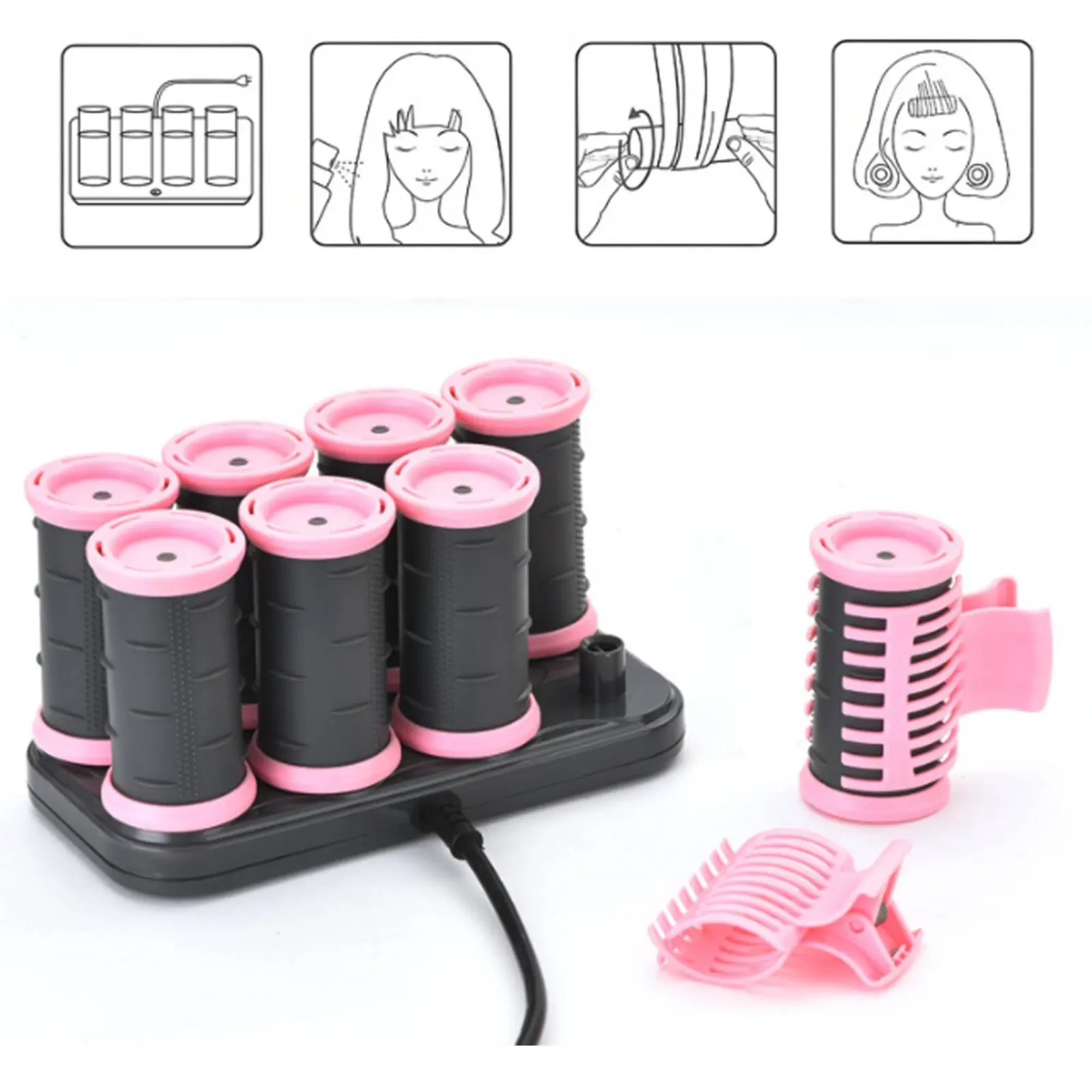 8 Pieces Heated Hair Rollers with Clips Fast Heating Electric Hot Curler Set Hot Curler Set Adds Volume and Luster for Travelers
8 Pieces Heated Hair Rollers with Clips Fast Heating Electric Hot Curler Set Hot Curler Set Adds Volume and Luster for Travelers