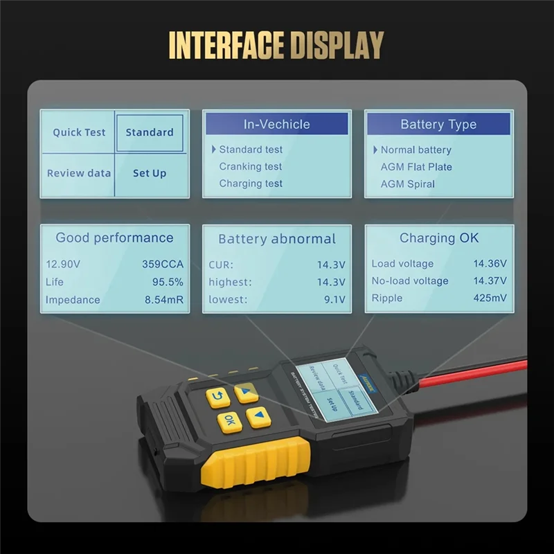 BT360 12V Car Battery Tester Analyzer Digital Auto Diagnostic Batteries 20-2000 Cranking Test Charging Scanner Tool
BT360 12V Car Battery Tester Analyzer Digital Auto Diagnostic Batteries 20-2000 Cranking Test Charging Scanner Tool