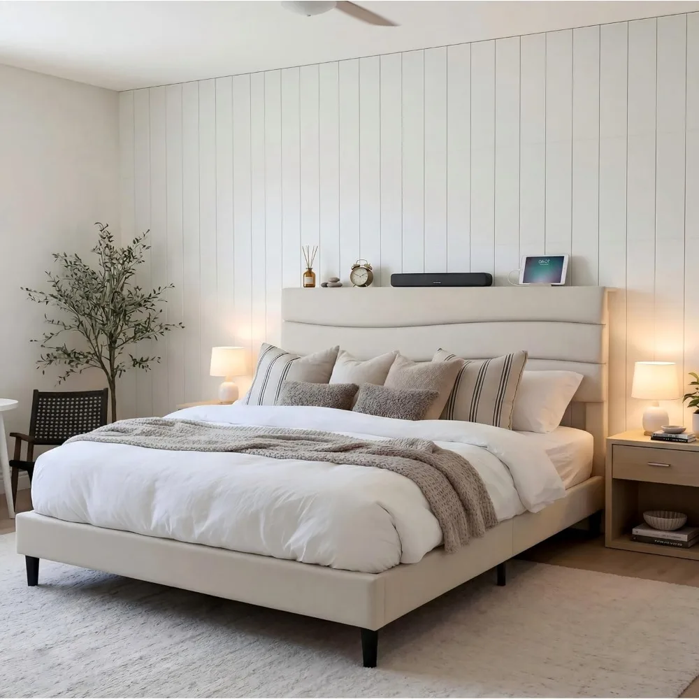 Queen Bed Frame with Adjustable Height, Charging Station, Noise-Free, No Box Spring Needed, Easy Assembly, Beige
Queen Bed Frame with Adjustable Height, Charging Station, Noise-Free, No Box Spring Needed, Easy Assembly, Beige