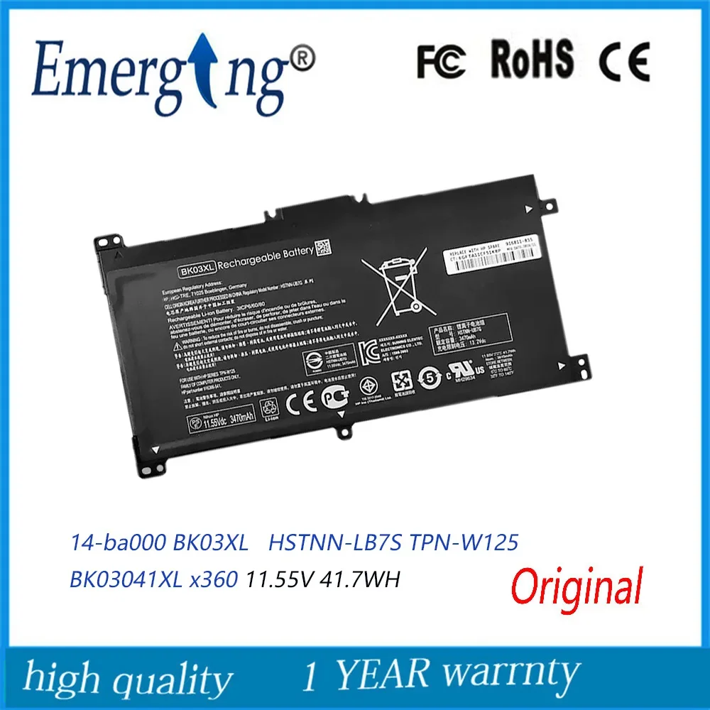 11,55 В 41,7 Втч новый оригинальный аккумулятор для ноутбука BK03XL для HP Pavilion X360 14 14M HSTNN-LB7S TPN-W125 BK03041XL 916366 -541
11,55 В 41,7 Втч новый оригинальный аккумулятор для ноутбука BK03XL для HP Pavilion X360 14 14M HSTNN-LB7S TPN-W125 BK03041XL 916366 -541