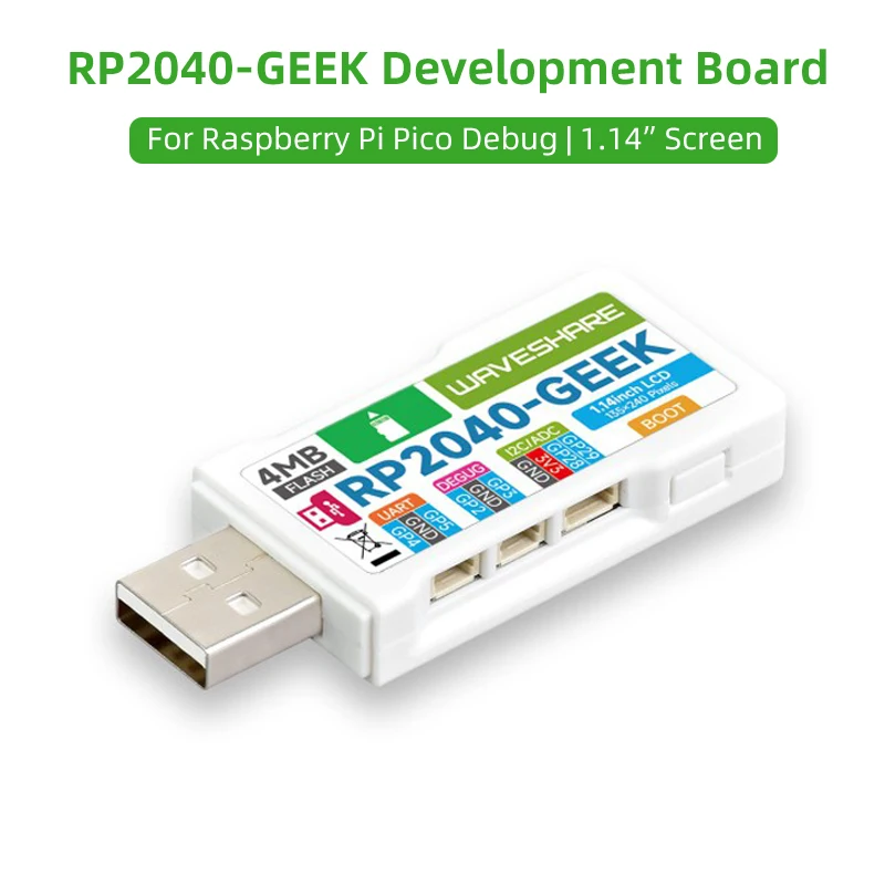 RP2040-GEEK макетная плата на основе микроконтроллера RP2040, 1,14 дюйма, 65K, цветной ЖК-дисплей, USB-сканер отладки
RP2040-GEEK макетная плата на основе микроконтроллера RP2040, 1,14 дюйма, 65K, цветной ЖК-дисплей, USB-сканер отладки