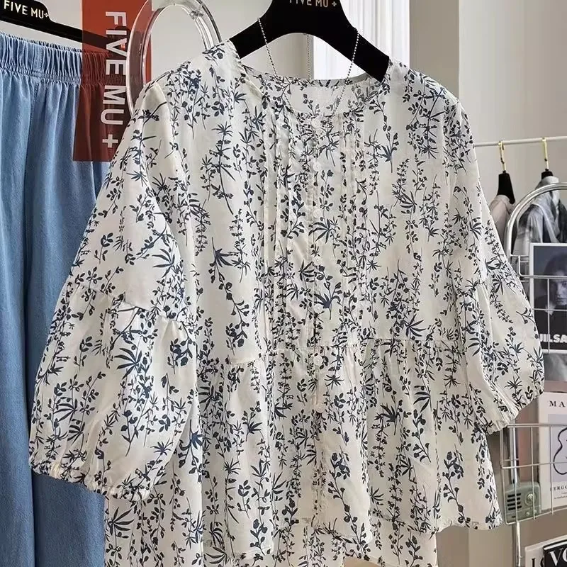 Large Size Bubble Sleeve Shirt New Chinese National Style Print round Neck Men's Summer Accordion Pleat Top Casual Loose Fit
Large Size Bubble Sleeve Shirt New Chinese National Style Print round Neck Men's Summer Accordion Pleat Top Casual Loose Fit