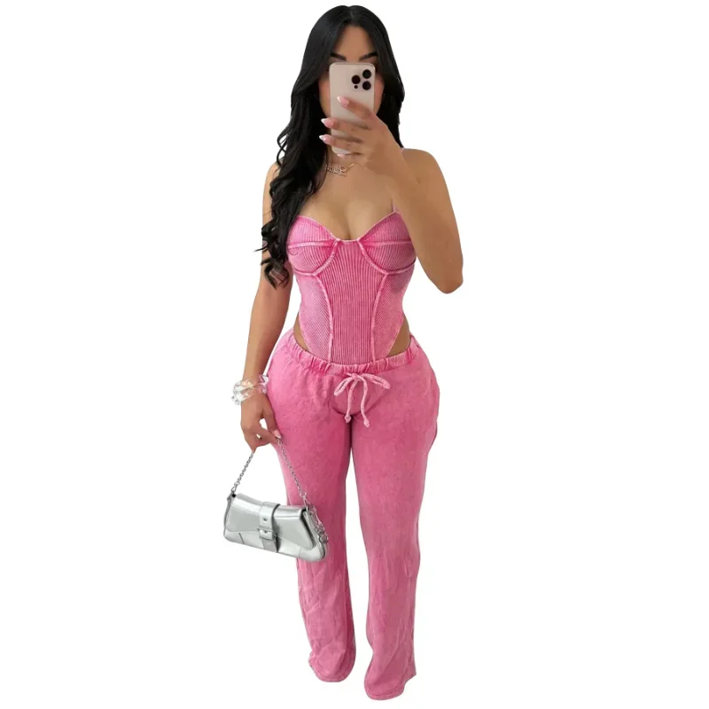Customized Fashion Women's Set Strap Sleeveless Tops and Wide Leg Jogger Pants 2025 Summer Spring Two 2 Piece Sets Outfit Track
Customized Fashion Women's Set Strap Sleeveless Tops and Wide Leg Jogger Pants 2025 Summer Spring Two 2 Piece Sets Outfit Track