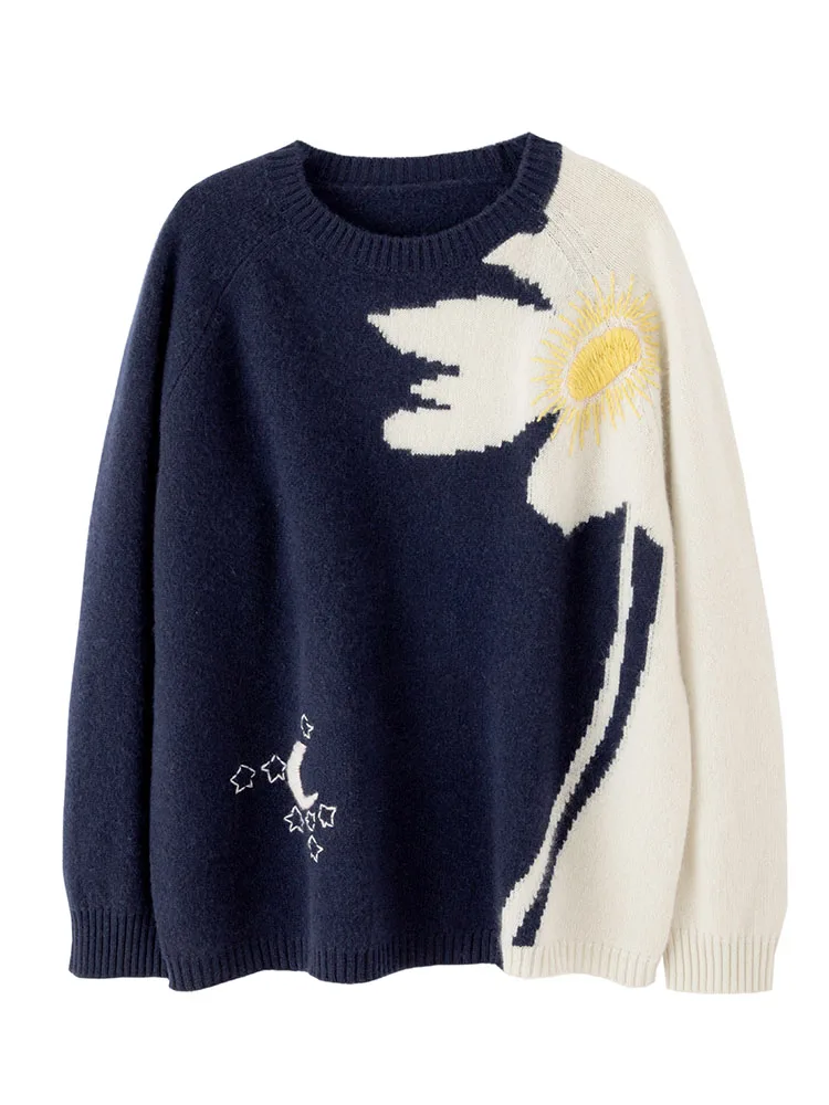 Autumn Winter Women's 100% Cashmere Pullover O-neck Flower Design Loose Sweater Light Luxury Female Knitwear Soft Jumpers Tops
Autumn Winter Women's 100% Cashmere Pullover O-neck Flower Design Loose Sweater Light Luxury Female Knitwear Soft Jumpers Tops