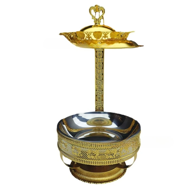 Luxury gold lace stainless steel alcohol stove hotel restaurant buffet stove food bowl can be covered stove
Luxury gold lace stainless steel alcohol stove hotel restaurant buffet stove food bowl can be covered stove