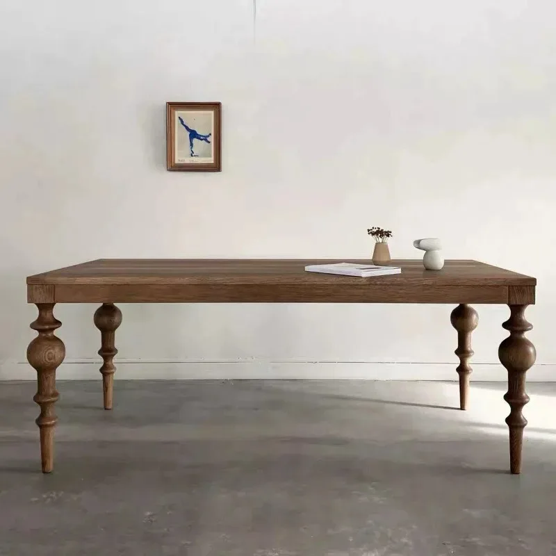 French solid wood dining table small household dining table French retro black long desk log light luxury workbench
French solid wood dining table small household dining table French retro black long desk log light luxury workbench