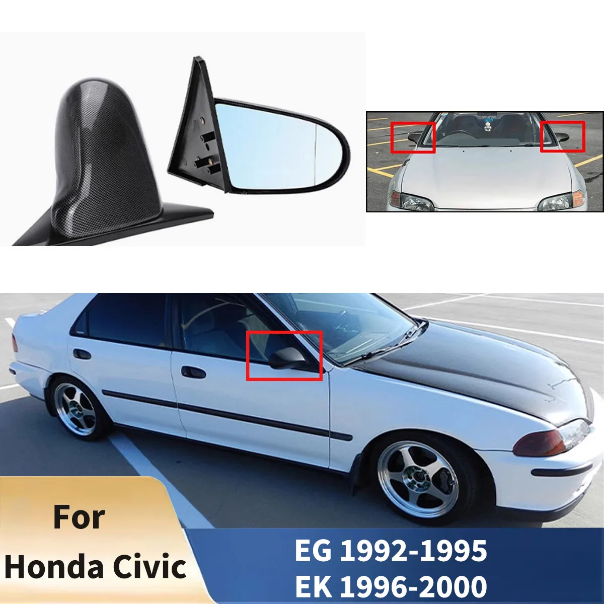 JDM Style for Honda Civic EG 1992-1995 EK 1996-2000 4Door Car Rearview Side Mirror Manual Adjustable Side Mirror Body kit Tuning
JDM Style for Honda Civic EG 1992-1995 EK 1996-2000 4Door Car Rearview Side Mirror Manual Adjustable Side Mirror Body kit Tuning