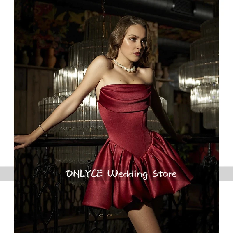 Burgundy Mini Short Prom Party Dresses Strapless Satin Formal Evening Gowns A Line Cocktail Dress Event Summer Dress
Burgundy Mini Short Prom Party Dresses Strapless Satin Formal Evening Gowns A Line Cocktail Dress Event Summer Dress