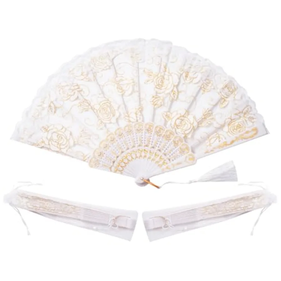Sepwedd 30pcs White Rose Lace Floral Folding Hand Fans Chinese Retro Folding Fan Bridal Dancing Props Church Wedding Party Favo
Sepwedd 30pcs White Rose Lace Floral Folding Hand Fans Chinese Retro Folding Fan Bridal Dancing Props Church Wedding Party Favo