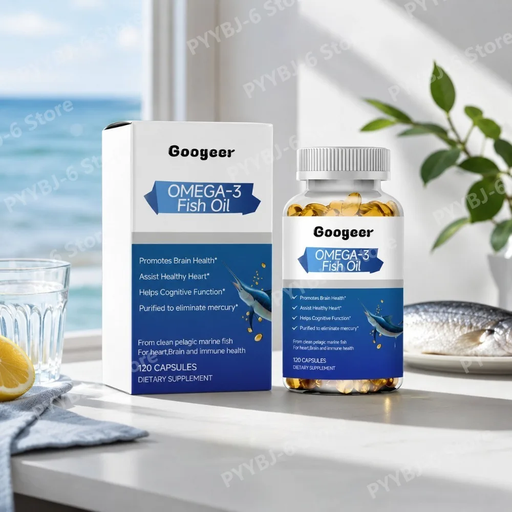 Omega-3 Fish Oil 120 Capsules Marine Fish Oil Formula Natural Nutritional Supplement Supports Brain Function Heart Health
Omega-3 Fish Oil 120 Capsules Marine Fish Oil Formula Natural Nutritional Supplement Supports Brain Function Heart Health