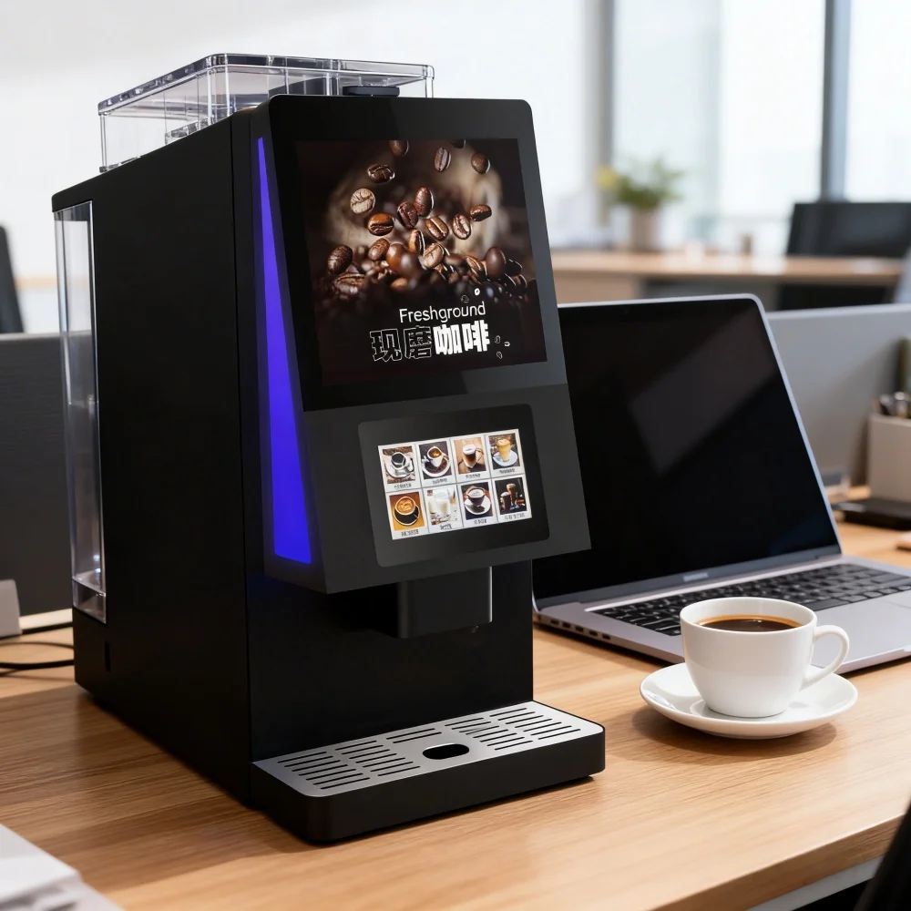 High Efficiency Bean To Cup 7 Inch Touch Screen Coin Operated Coffee Machine Office Convenience Store Coffee Vending Machine
High Efficiency Bean To Cup 7 Inch Touch Screen Coin Operated Coffee Machine Office Convenience Store Coffee Vending Machine