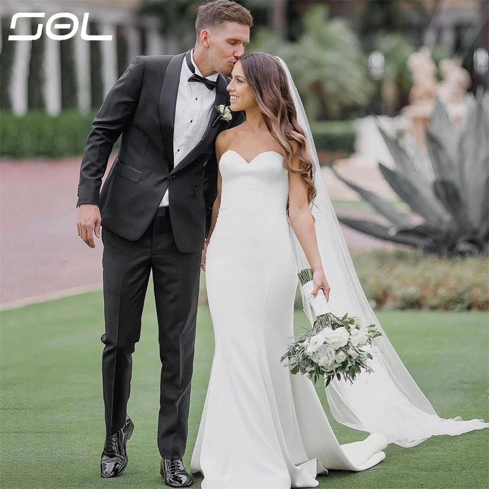 SOL Simple Sweetheart Satin Wedding Dresses For Women Sexy Back Up Mermaid Floor-Length Bridal Gowns Boho Vestidos De Novia
SOL Simple Sweetheart Satin Wedding Dresses For Women Sexy Back Up Mermaid Floor-Length Bridal Gowns Boho Vestidos De Novia
