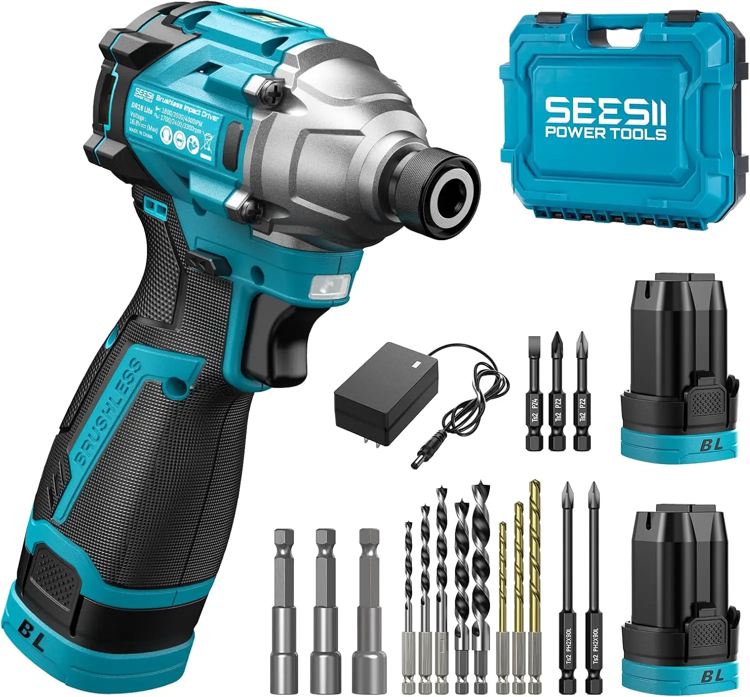 16.8V Cordless Impact Driver Kit with 150N.m Torque, 2 Batteries & Drill Bits, Variable Speed for DIY Projects
16.8V Cordless Impact Driver Kit with 150N.m Torque, 2 Batteries & Drill Bits, Variable Speed for DIY Projects